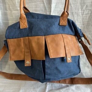 Blue and Brown Tote Bag